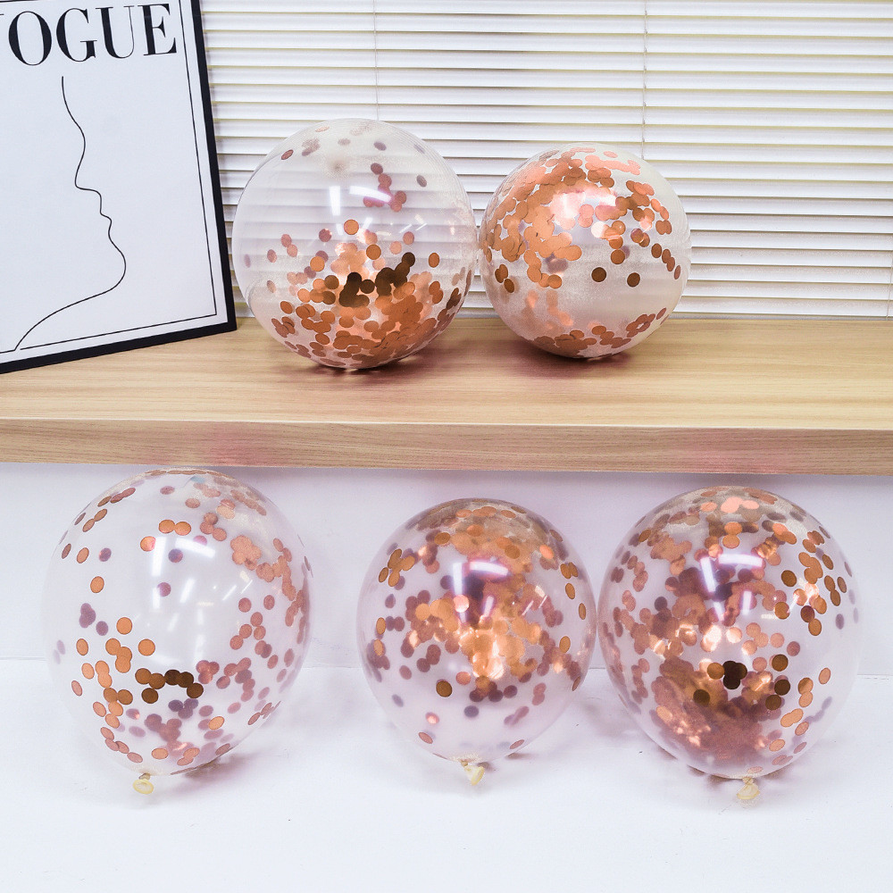 Кульки з конфетті 5 штук 10 дюймів рожеве золото Київ - фото 1