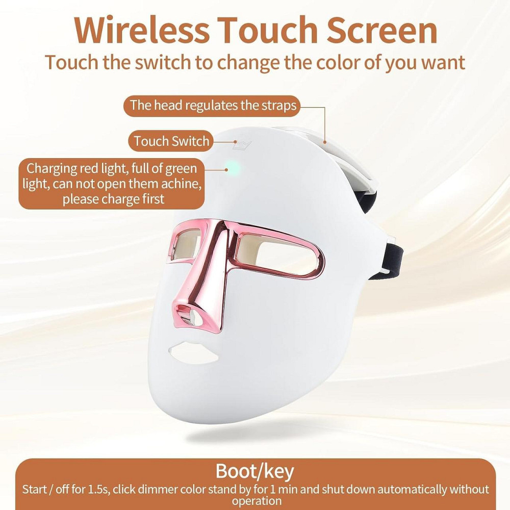 Беспроводная LED-маска для лица, 7 цветов, антивозрастной уход, омоложение, осветление кожи, 270 LED Киев - изображение 6