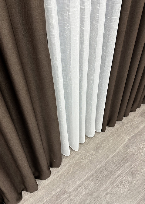 Преміальна тканина рогожка для штор “TERRA LUXE” колір шоколадний 1861ш Київ - фото 7