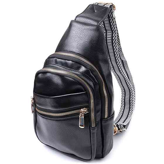 Цікава жіноча сумка з однією лямкою через плече з екошкіри Чорний (Vintage) Київ