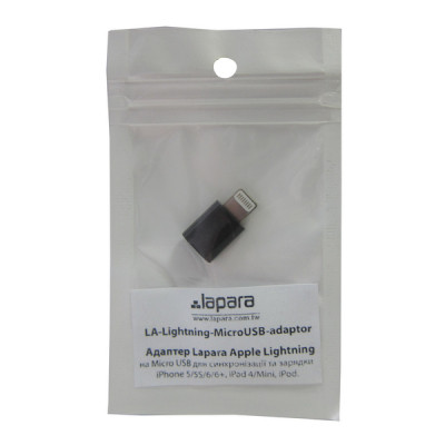 Перехідник Lightning to Micro USB Lapara (LA-Lightning-MicroUSB-adaptor black) Вінниця - фото 2