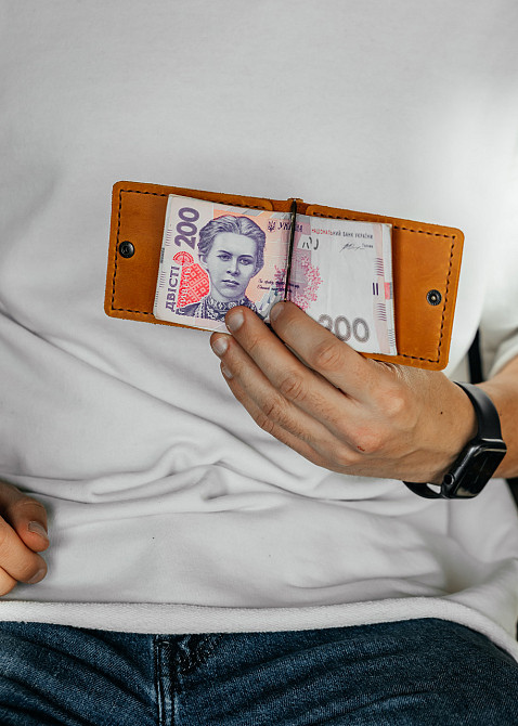 Чоловічий гаманець із натуральної шкіри, чорний місткий гаманець, чоловічий на кнопці гаманець із Crazy HorseMasterSem Київ - фото 2