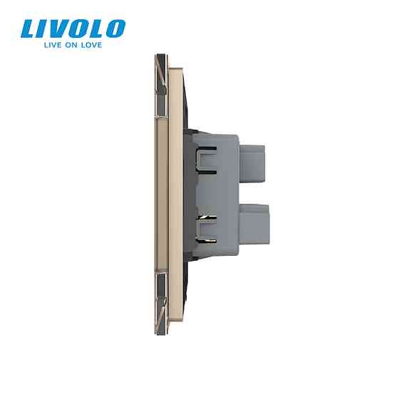 LIVOLO Розетка універсальна 12 стандартів в 1 Livolo золото скло (VL-C7C1C-13) Коломия