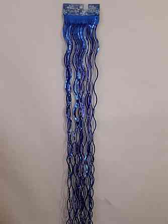 Дощик на ялинку новорічний хвилястий 140 см на 12 см синій Київ