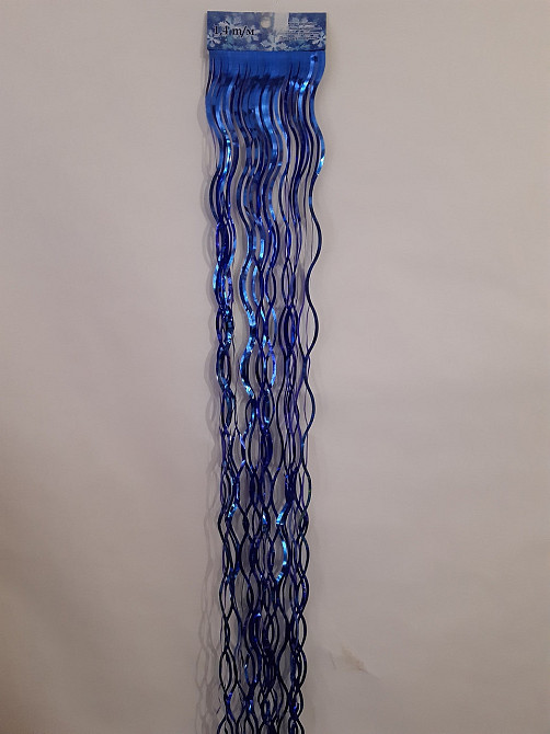 Дощик на ялинку новорічний хвилястий 140 см на 12 см синій Київ - фото 3