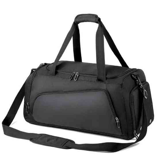 Сумка спортивная дорожная для тренировок или путешествий с плечевым ремнем,для спорта,57x26x30 см,черная Каменец-Подольский