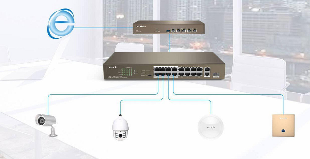 Коммутатор TENDA TEF1118P-16-150W (16xFE PoE, 1xGE/SFP, 135Вт max) Харків - фото 11