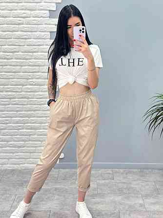 Літні штани з підворотом "Hunter" оптом | Батал | Розпродаж моделі Бежевий, 50-52 Київ