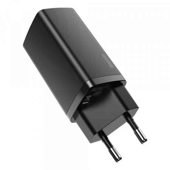 Зарядний пристрій 2xUSB 65W GaN (USB-C+USB-A) Чорний Baseus (CCGAN2L-B01) Київ