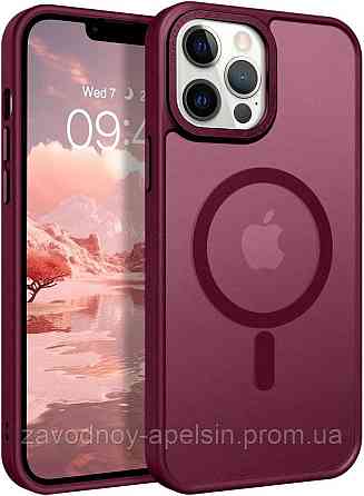 IPhone 15 Pro Чехол матовый Магнит TPU+PC (бордовый) Одесса
