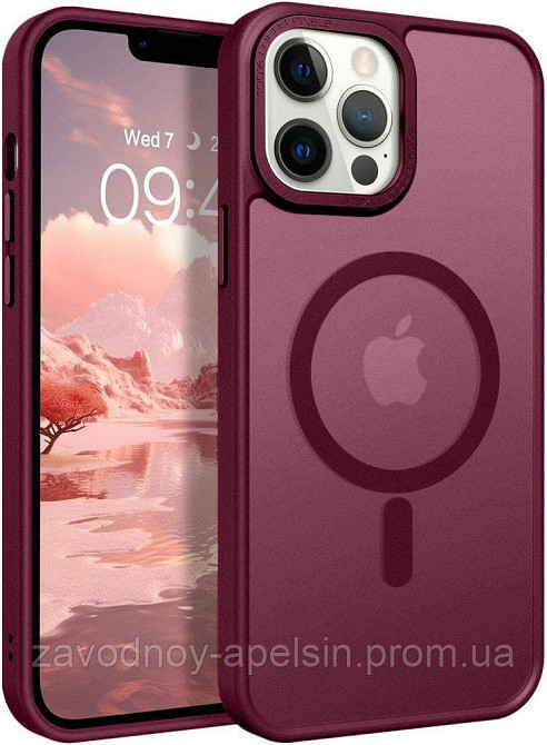 IPhone 15 Pro Чехол матовый Магнит TPU+PC (бордовый) Одесса - изображение 1