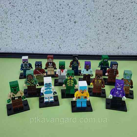 Набір фігурок Майнкрафт 16 героїв + зброя, з підставками 2913 Хмельницький