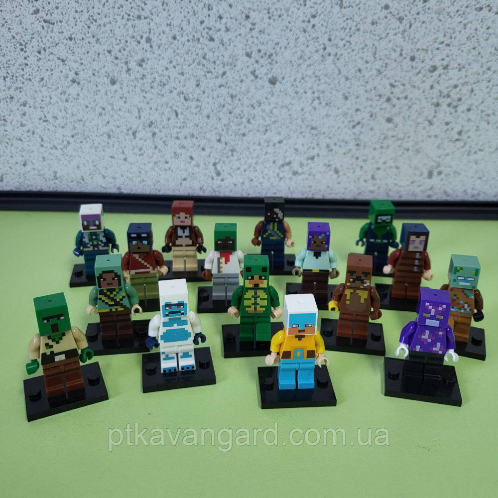 Набір фігурок Майнкрафт 16 героїв + зброя, з підставками 2913 Хмельницький - фото 6