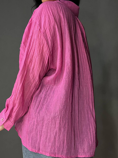Рубашка женская Xingyue 388 оверсайз хлопок жатка с карманом, розовый, one size Киев - изображение 17