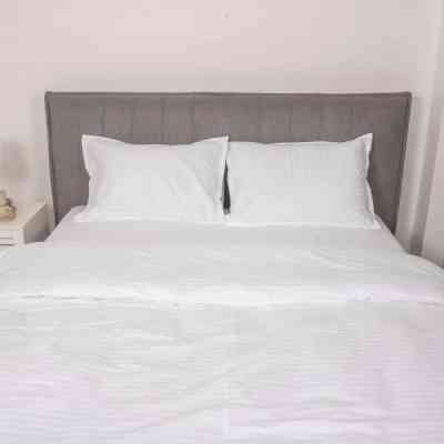 Постільна білизна Tiare White Сатин Страйп Кольоровий двоспальний (White_Stripe_dv) Вінниця