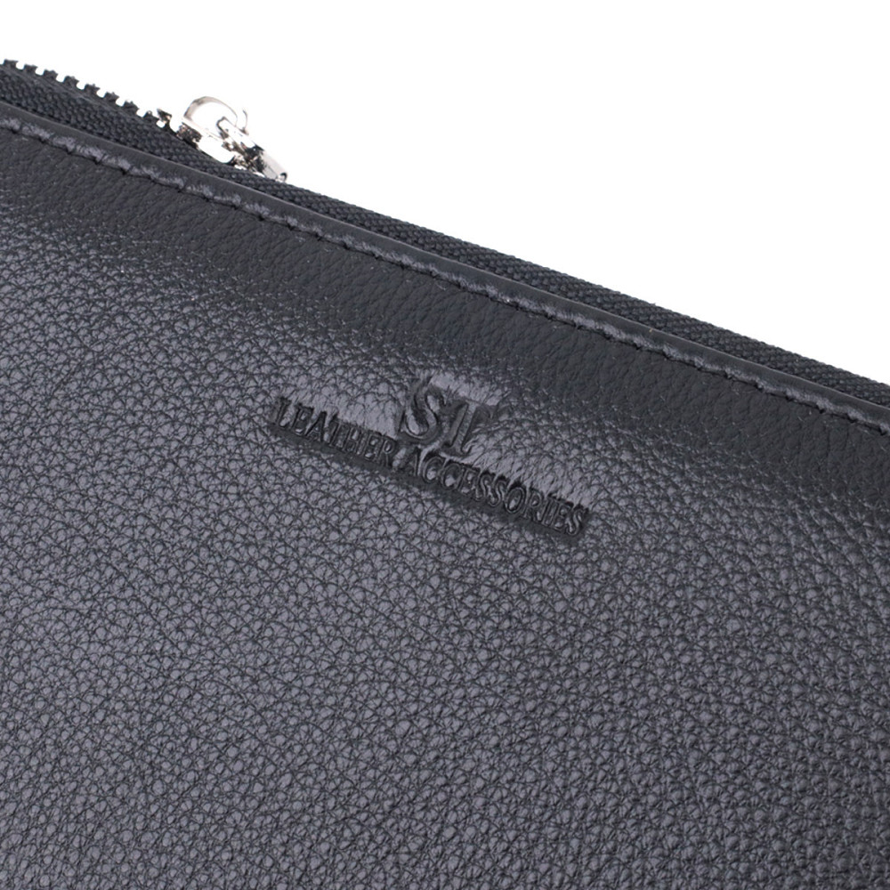 Красивый клатч унисекс на одно отделение из натуральной кожи Черный (ST Leather) Киев - изображение 9