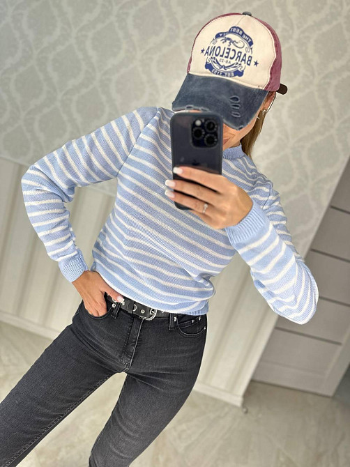 Жіночий модний в'язаний светр у смужку. 42-48р. Київ - фото 5