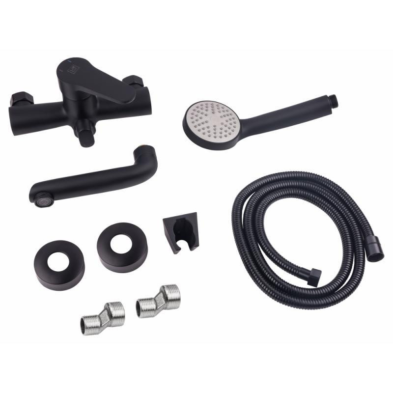 Змішувач для ванни Lidz (BLA) 14 43 006-1 New з душовим гарнітуром, чорний Київ - фото 6