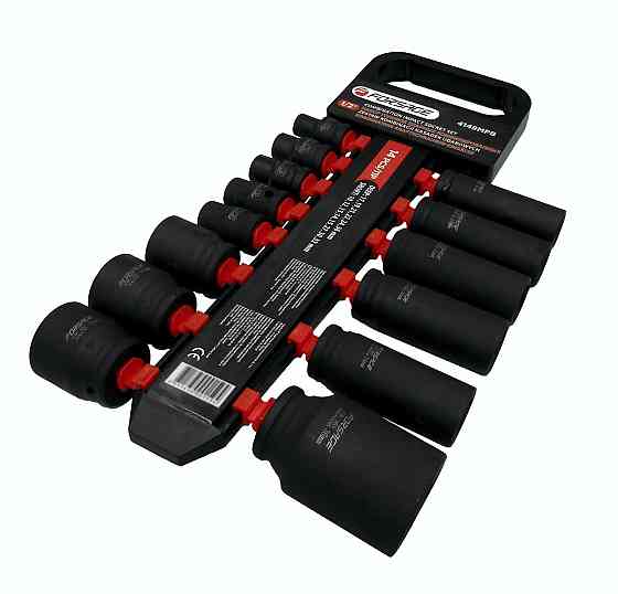 Набір ударних головок комбінований 14пр.,1/2''(короткі:10,12-15,27,30,32мм,глибокі:17,19,21,22,24,36мм),на Одесса