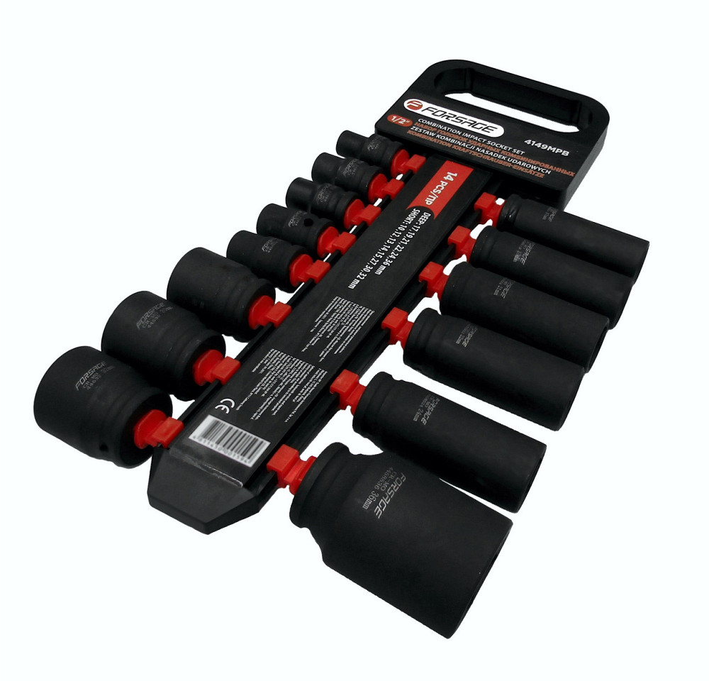 Набір ударних головок комбінований 14пр.,1/2''(короткі:10,12-15,27,30,32мм,глибокі:17,19,21,22,24,36мм),на Одесса - изображение 2