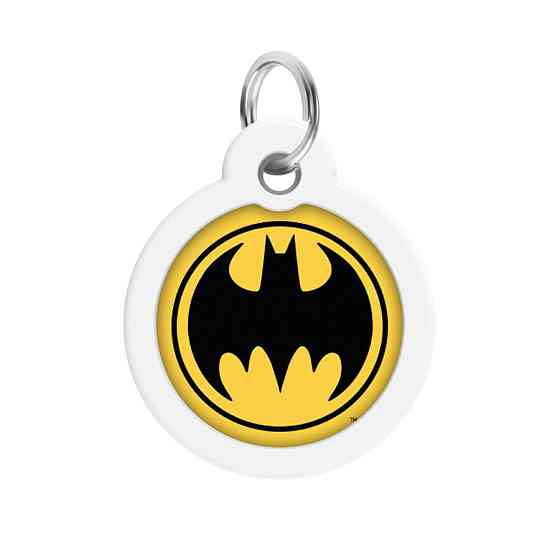 Адресник для собак і котів металевий WAUDOG Smart ID з QR-паспортом, малюнок "Бетмен лого", коло, Д 30 мм Вінниця