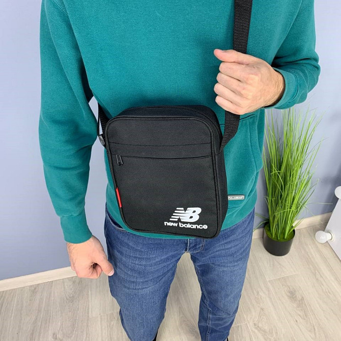 Мужская сумка через плечо New Balance, барсетка вместительная на 3 отделения, чернаяMasterSem Киев - изображение 1