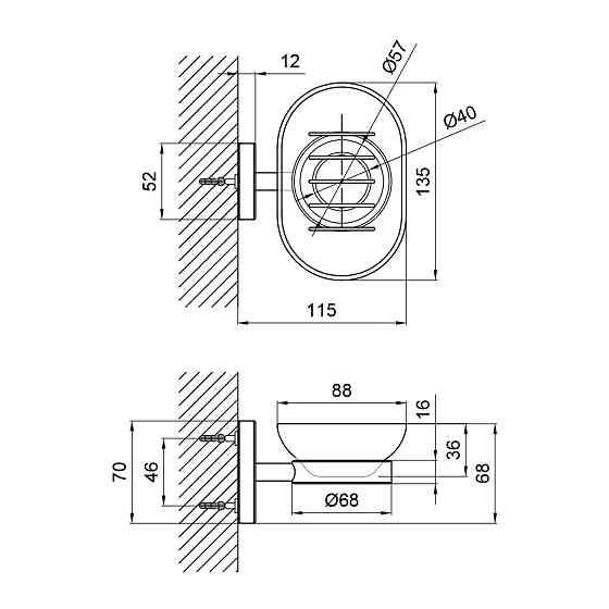 Мыльница с держателем Lidz Oreo 0201 настенная (матовое стекло) LDORE0201CRM22083 Chrome Киев