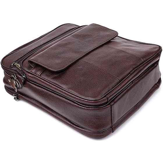 Практичная мужская сумка с ручкой для переноса в руке из натуральной кожи Vintage 23024 Коричневый Киев