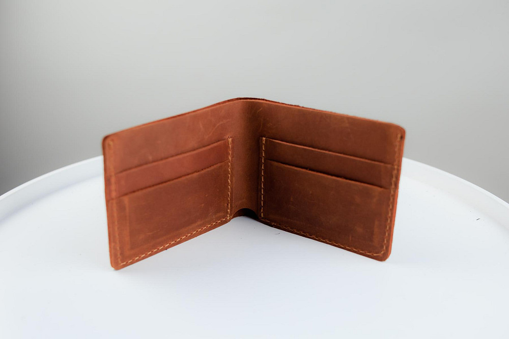 Чоловічий гаманець-біфолд із натуральної шкіри Crazy Horse SH021 (Світло-коричневий) Суми - фото 3