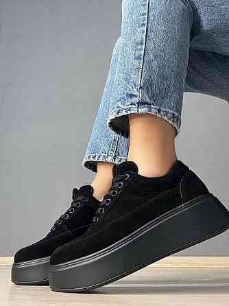 Кеди жіночі Hengji 536-8 замшеві на платформі з окантовкою чорні, 37, 24 см Київ