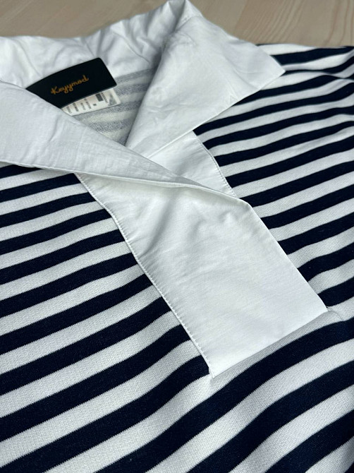 Свитшот женский KEYYMOD 34007 с воротником в полоску оверсайз темно синий, темно-синий, S Киев - изображение 4