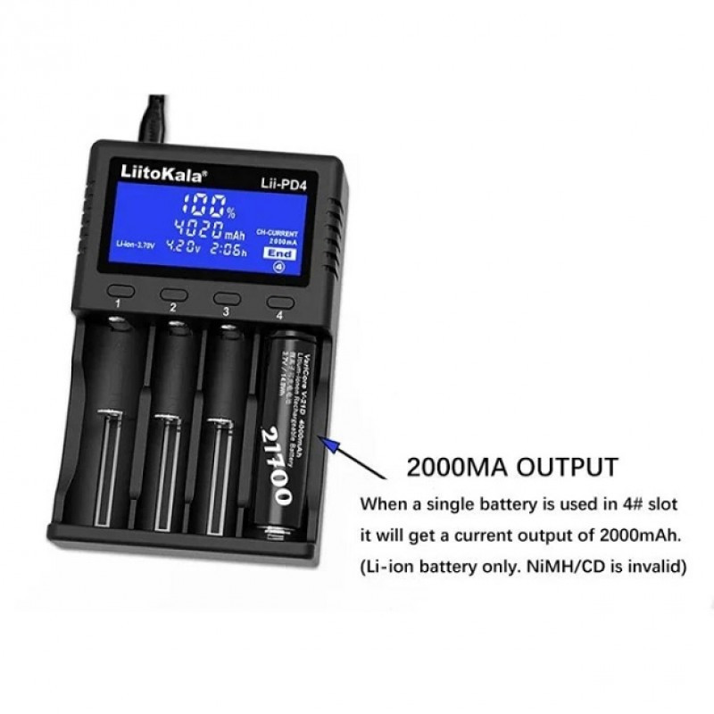Универсальное зарядное устройство для LiitoKala Lii-PD4 Три уровня защиты, Выбор тока зарядки: 0,5A 1,0A 2,0A Одеса - фото 2