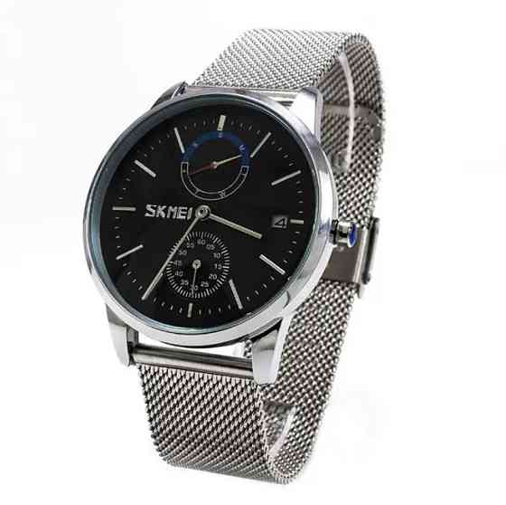 Класичний чоловічий годинник Skmei 9182 сріблясті з чорним цифеблатом Вінниця