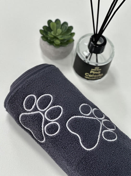 Полотенце махровое для животных с лапками от Ideal Textile 50х90 см 450 г/м2 графитовое Черновцы - изображение 9