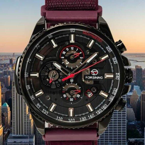 Часы мужские механические Forsining Finance Wine Red (2 ремешка) Винница - изображение 3