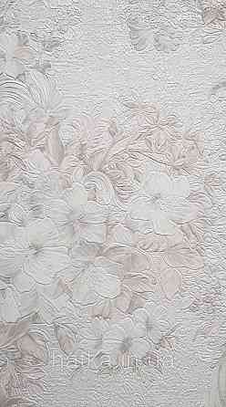 Шпалери вінілові на флізеліні AdaWall Signature1.06х10 квіти гілки листя структурне біле бежеві 3д Київ