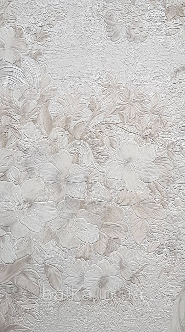 Шпалери вінілові на флізеліні AdaWall Signature1.06х10 квіти гілки листя структурне біле бежеві 3д Київ - фото 1