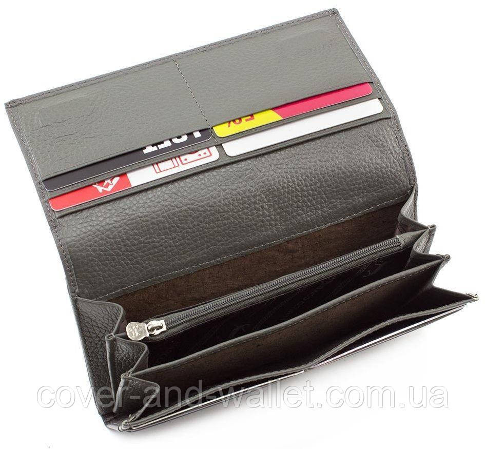 Большой женский кошелёк  с отделом для визиток из натуральной кожи серого цвета Marco Coverna Киев - изображение 4