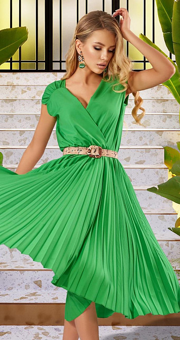 Красивое платье плиссе без рукава и с юбкой солье (42) Киев - изображение 1