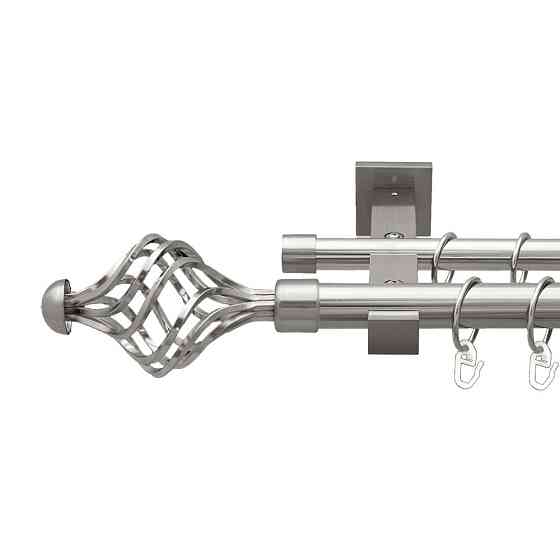 Карниз Orvit Арезо металевий дворядний техно гладка труба кільце металеве Нержавіюча Сталь 25\19 мм 160 см Львов