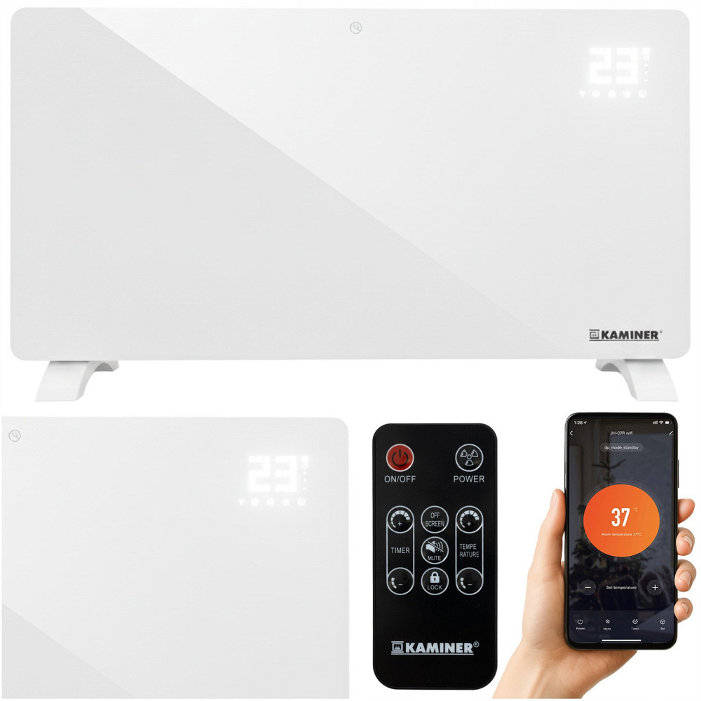 Електричний обігрівач скляний з WiFi управлінням Kaminer (26573) 2500 Вт Нововолинськ - фото 1