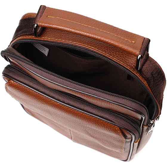 Зручний чоловічий месенджер із натуральної шкіри Vintage 21951 Світло-коричневий Київ