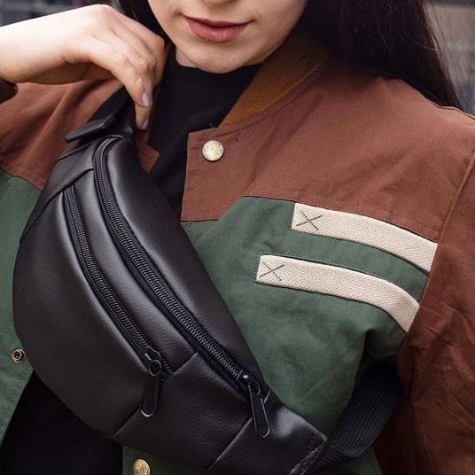 Чоловіча бананка з ремінцем на плече, Бананка чоловіча м'яка Сумка чорна ZF-66 Івано-Франківськ - фото 9