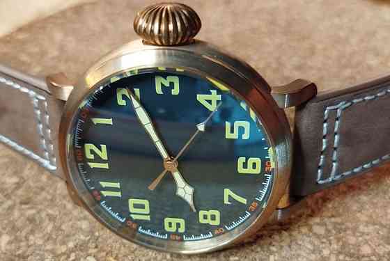 Часы из бронзы Pilot Tandorio 47мм хомаж Zenith бронзовые часы CUSN8. Киев
