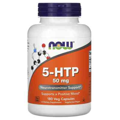 Амінокислота Now Foods 5-HTP (гідроксітріптофан), 50 мг, 180 вегетаріанських капсул (NOW-00101) Вінниця