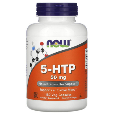 Амінокислота Now Foods 5-HTP (гідроксітріптофан), 50 мг, 180 вегетаріанських капсул (NOW-00101) Вінниця - фото 1