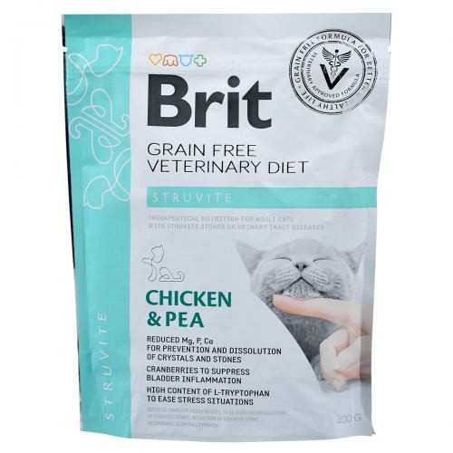 Корм сухий Brit Grain Free VetDiet Cat Struvite для котів з сечокам яною хворобою з куркою та горохом 400 г Київ - фото 3