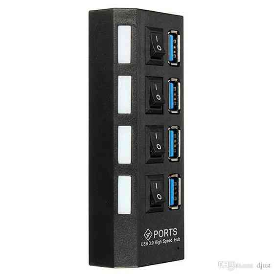 Разветвитель USB Хаб на 4 порта,Черный SBR Киев