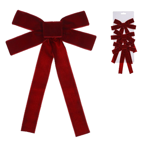 Набір (3шт) оксамитових бантів 15*24см, колір - бордовий Житомир - изображение 2
