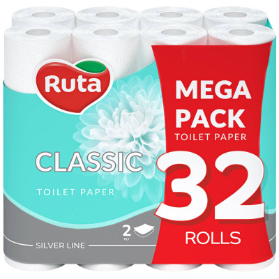 Туалетная бумага Ruta Classic 2 слоя Белая 32 рулона (4820202892670) Винница - изображение 1